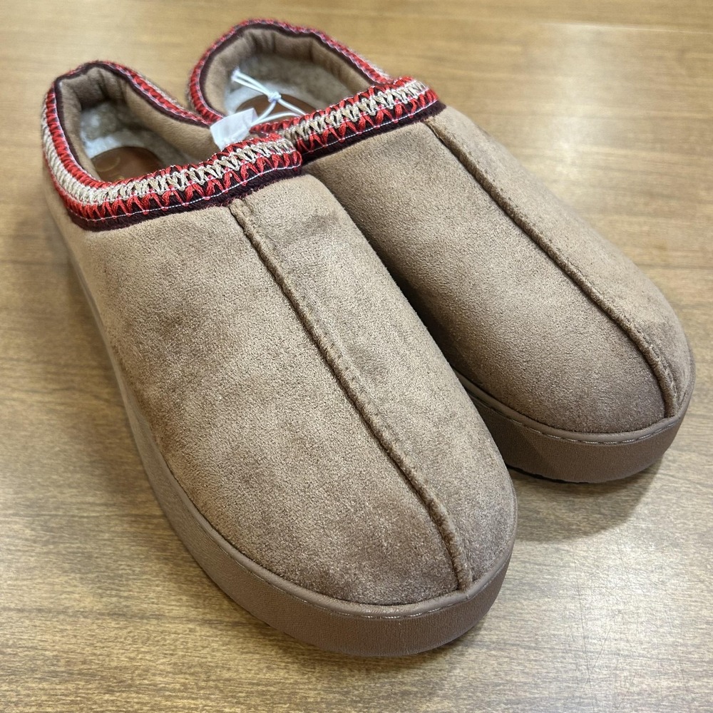 Journee Shoes Womens Size 9-10 Brown Faux Suede Bootie Slippers Fleece Lined